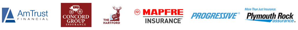 our insurance carriers - AmTrust, Concord Group, The Harford, MAPFRE Insurance, Plymouth Rock